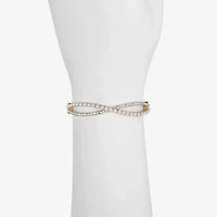 Monet Jewelry Gold Tone Twist Womens Glass Simulated Pearl Stretch Bracelet