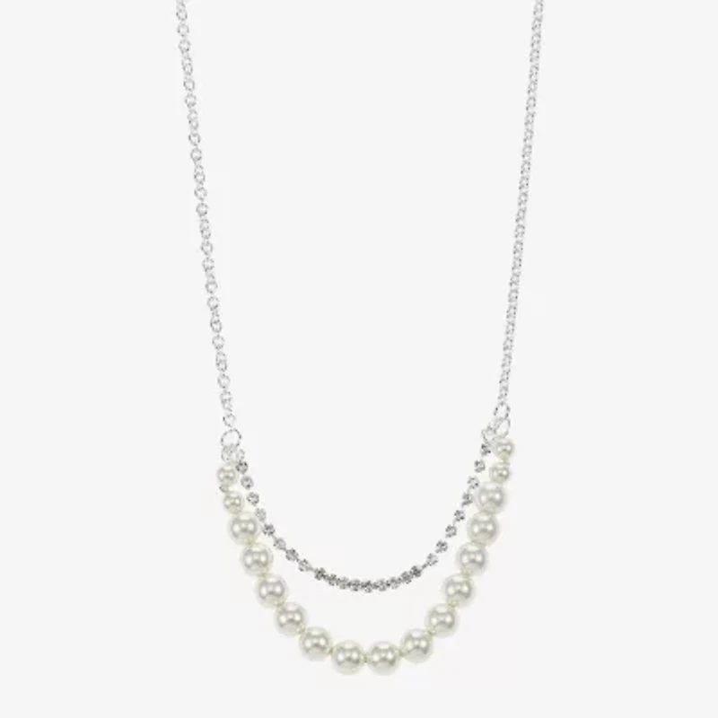Monet Jewelry Timeless Silver Tone Frontal Womens 16 Inch Collar Necklace