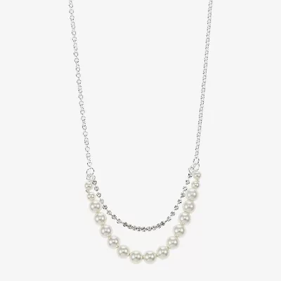 Monet Jewelry Timeless Silver Tone Frontal Womens 16 Inch Collar Necklace