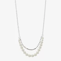 Monet Jewelry Timeless Silver Tone Frontal Womens 16 Inch Collar Necklace
