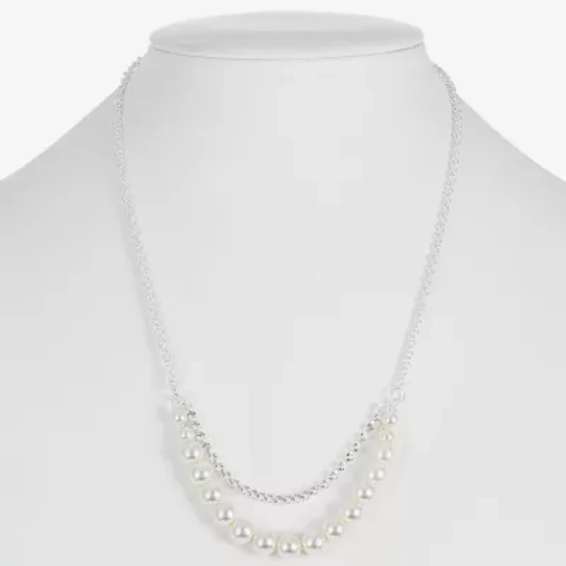 Monet Jewelry Timeless Silver Tone Frontal Womens 16 Inch Collar Necklace