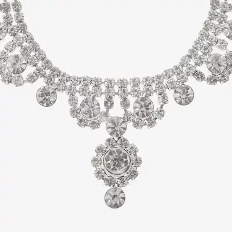 Monet Jewelry Timeless Silver Tone Womens Glass 17 Inch Y Necklace