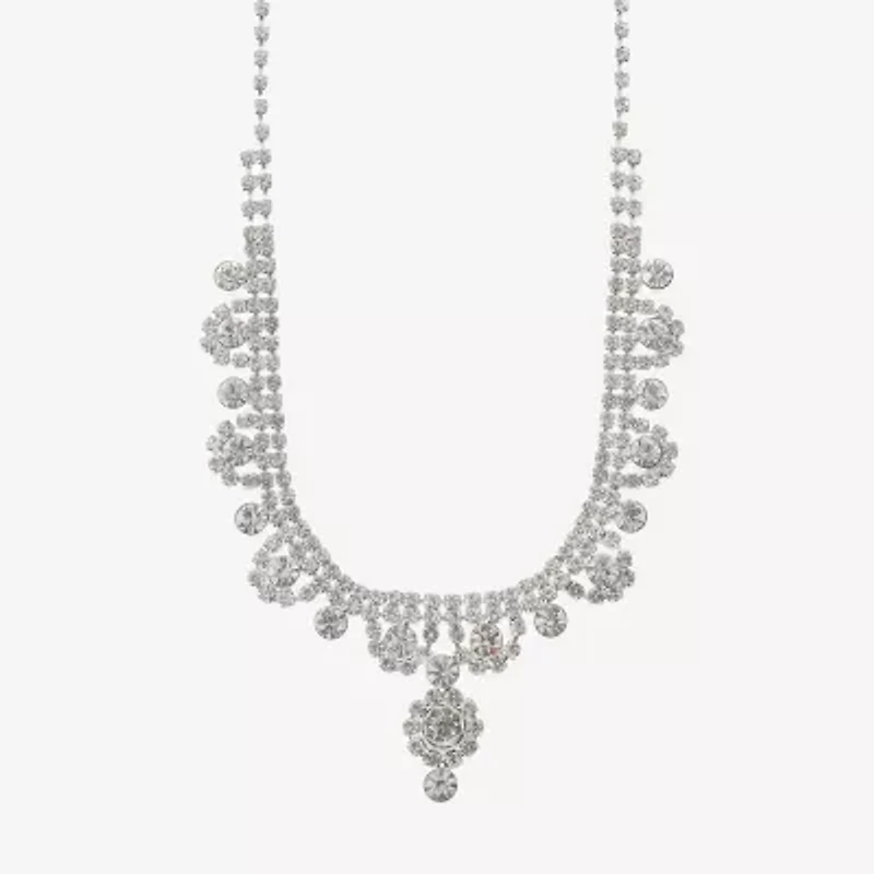 Monet Jewelry Timeless Silver Tone Womens Glass 17 Inch Y Necklace