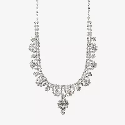 Monet Jewelry Timeless Silver Tone Womens Glass 17 Inch Y Necklace
