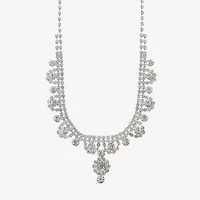 Monet Jewelry Timeless Silver Tone Womens Glass 17 Inch Y Necklace