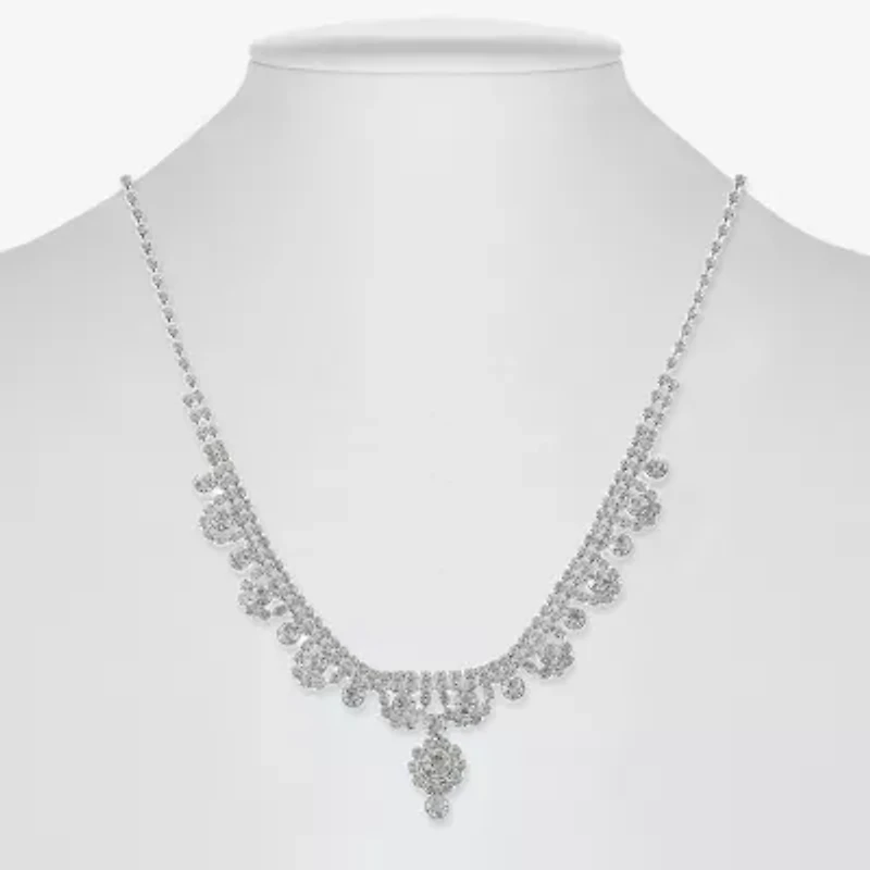 Monet Jewelry Timeless Silver Tone Womens Glass 17 Inch Y Necklace