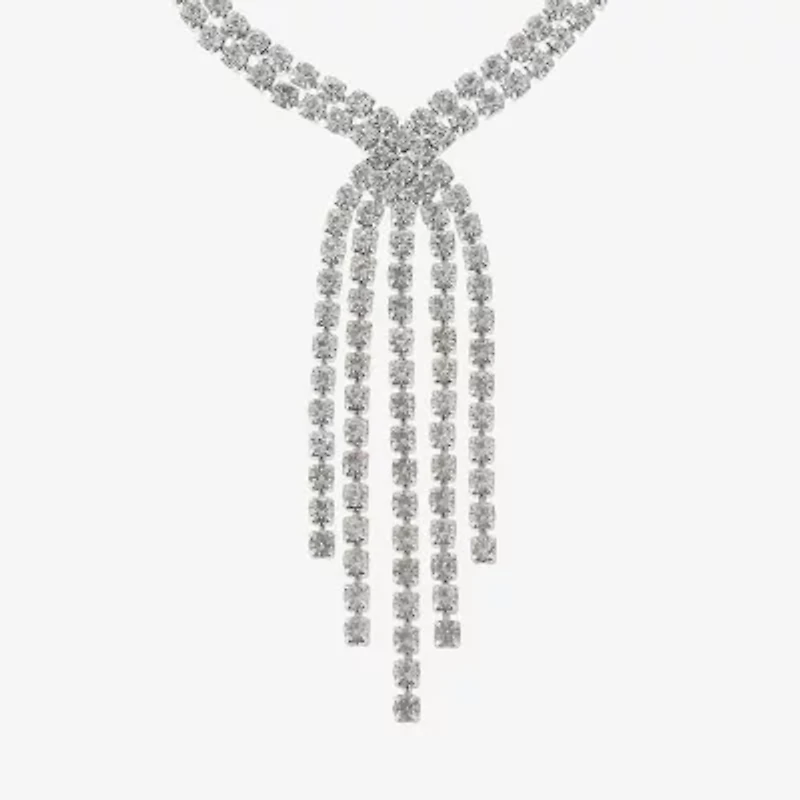 Monet Jewelry Timeless Silver Tone Tassel Womens Glass 17 Inch Y Necklace
