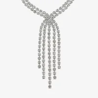Monet Jewelry Timeless Silver Tone Tassel Womens Glass 17 Inch Y Necklace