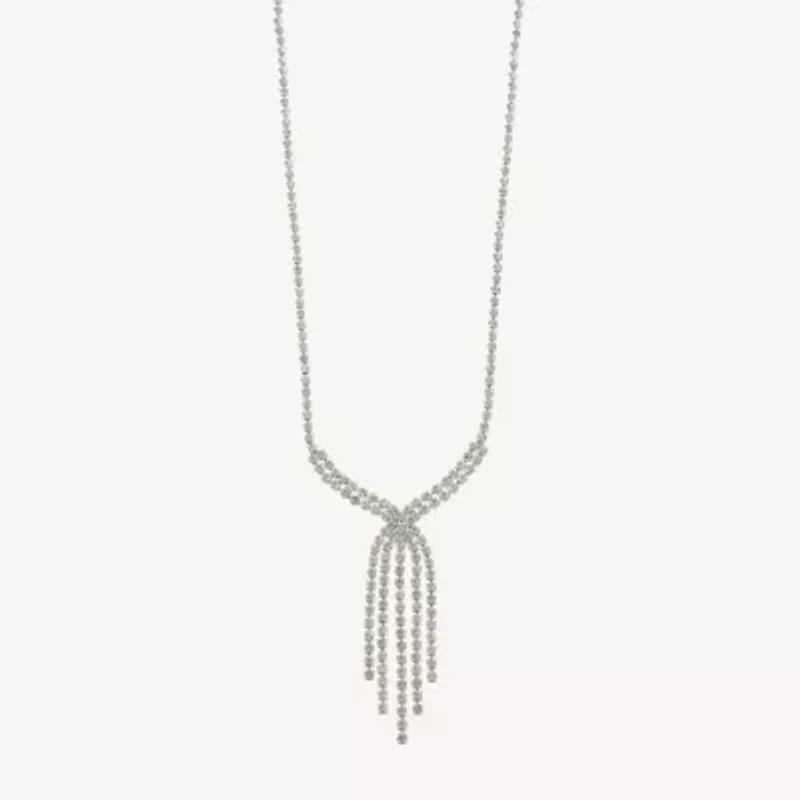 Monet Jewelry Timeless Silver Tone Tassel Womens Glass 17 Inch Y Necklace