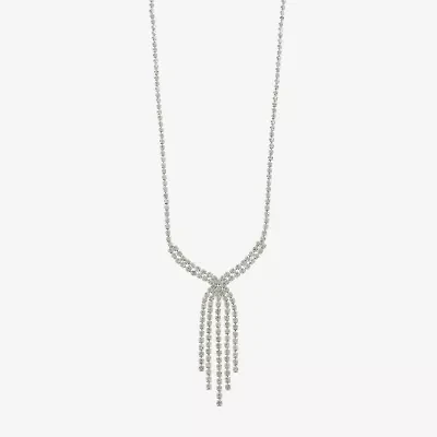 Monet Jewelry Timeless Silver Tone Tassel Womens Glass 17 Inch Y Necklace