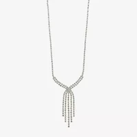 Monet Jewelry Timeless Silver Tone Tassel Womens Glass 17 Inch Y Necklace