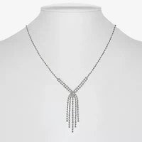 Monet Jewelry Timeless Silver Tone Tassel Womens Glass 17 Inch Y Necklace