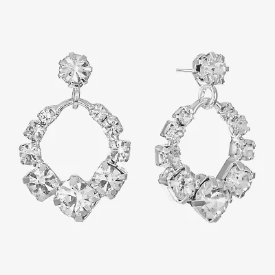 Monet Jewelry Timeless Silver Tone Womens Glass Round Hypoallergenic Drop Earrings
