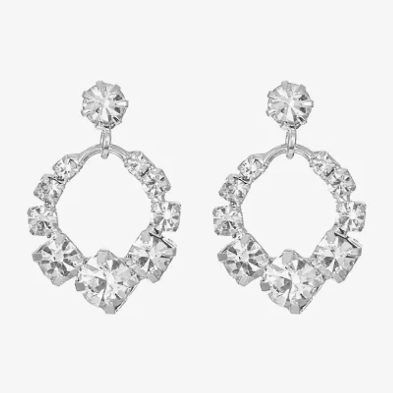 Monet Jewelry Timeless Silver Tone Womens Glass Round Hypoallergenic Drop Earrings