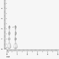 Monet Jewelry Timeless Silver Tone Womens Glass Simulated Pearl Hypoallergenic Drop Earrings