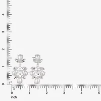 Monet Jewelry Timeless Silver Tone Shaky Womens Glass Simulated Pearl Marquise Hypoallergenic Chandelier Earrings