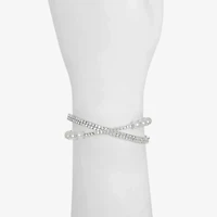 Monet Jewelry Timeless Silver Tone Womens Glass Cuff Bracelet