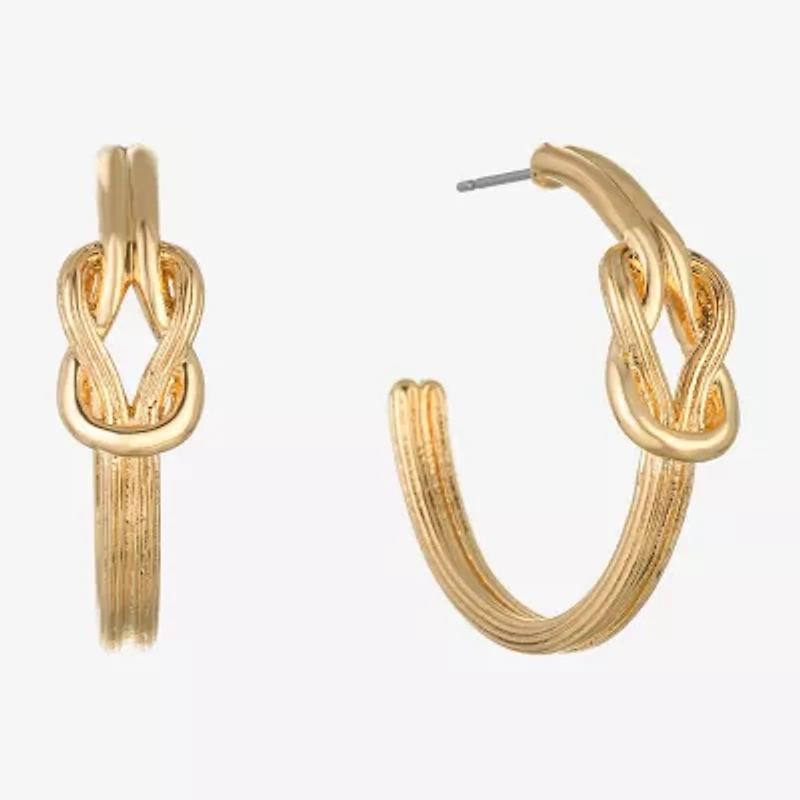 Monet Jewelry Gold Tone Womens 28mm Knot Hypoallergenic Hoop Earrings