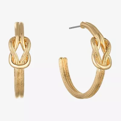 Monet Jewelry Gold Tone Womens 28mm Knot Hypoallergenic Hoop Earrings