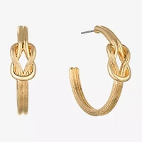 Monet Jewelry Gold Tone Womens 28mm Knot Hypoallergenic Hoop Earrings