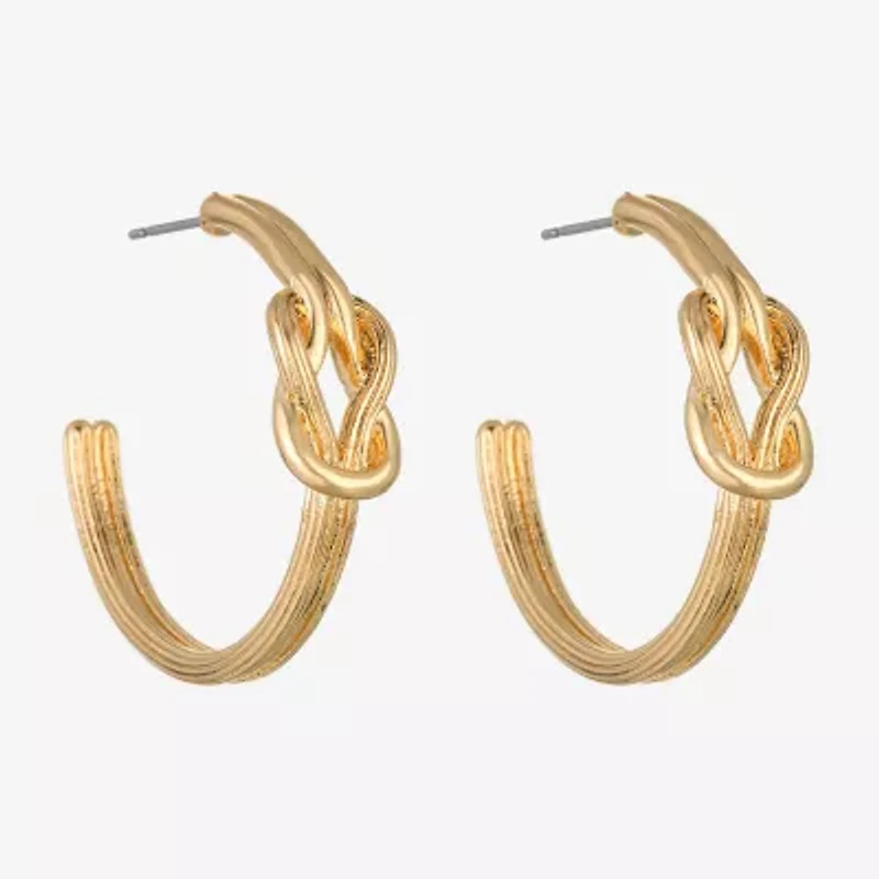 Monet Jewelry Gold Tone Womens 28mm Knot Hypoallergenic Hoop Earrings