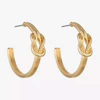 Monet Jewelry Gold Tone Womens 28mm Knot Hypoallergenic Hoop Earrings