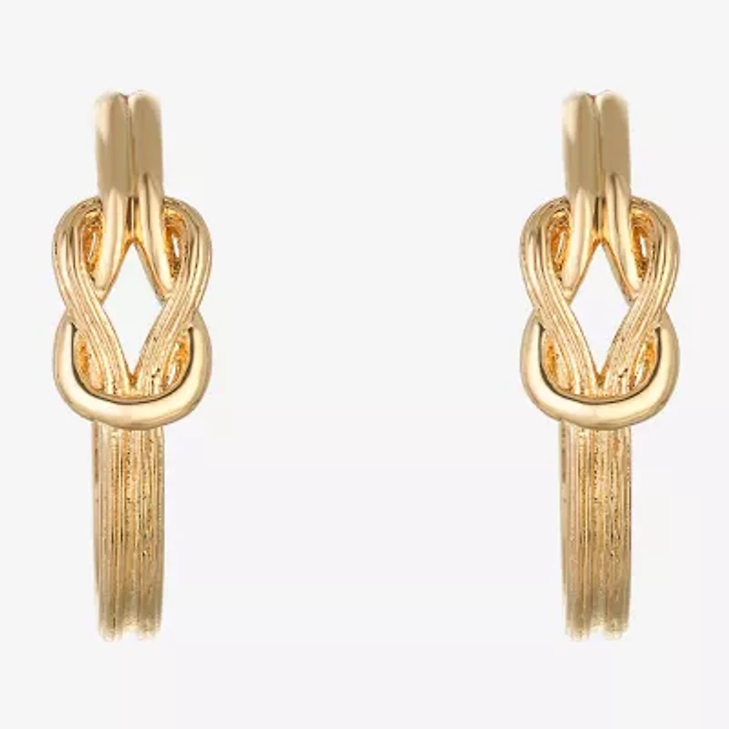 Monet Jewelry Gold Tone Womens 28mm Knot Hypoallergenic Hoop Earrings