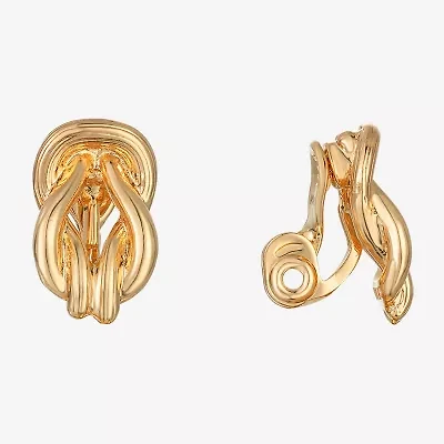 Monet Jewelry Gold Tone Womens Knot Clip On Earrings