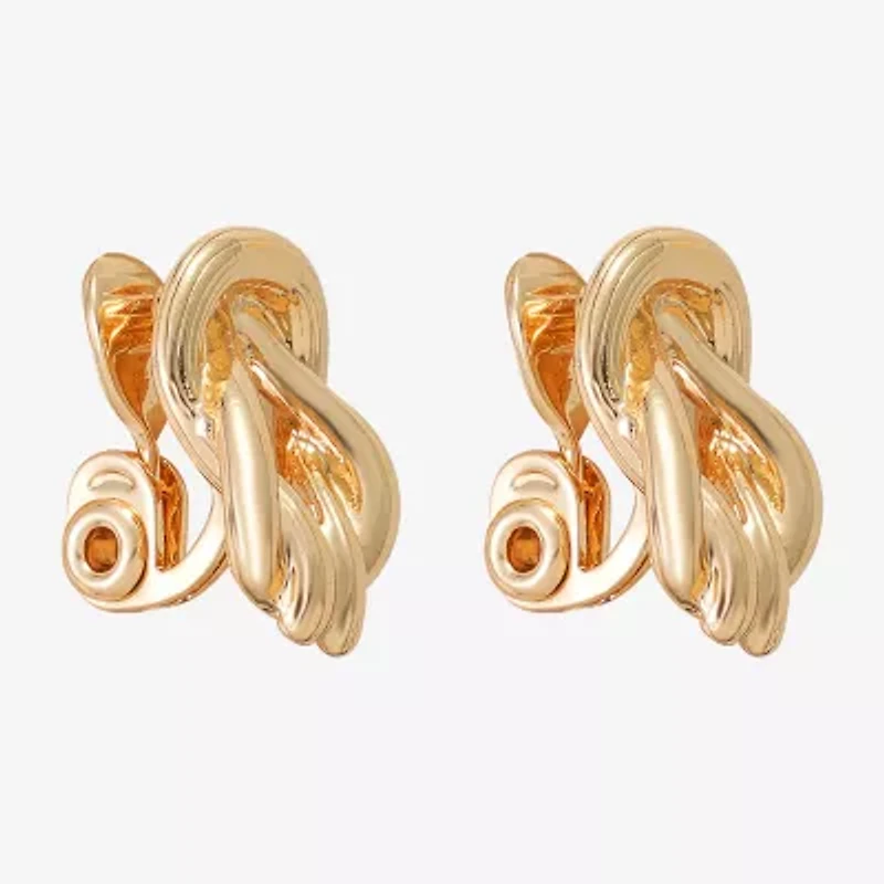 Monet Jewelry Gold Tone Womens Knot Clip On Earrings