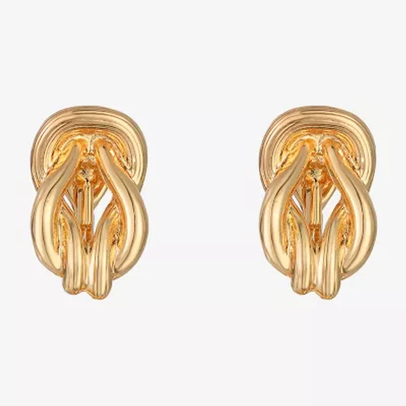Monet Jewelry Gold Tone Womens Knot Clip On Earrings