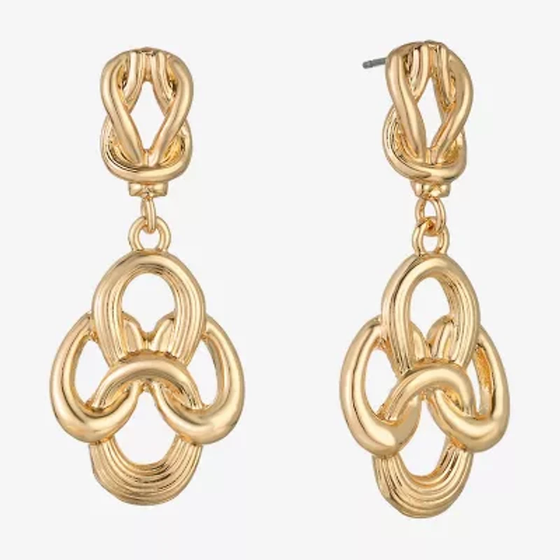 Monet Jewelry Gold Tone Womens Knot Hypoallergenic Drop Earrings