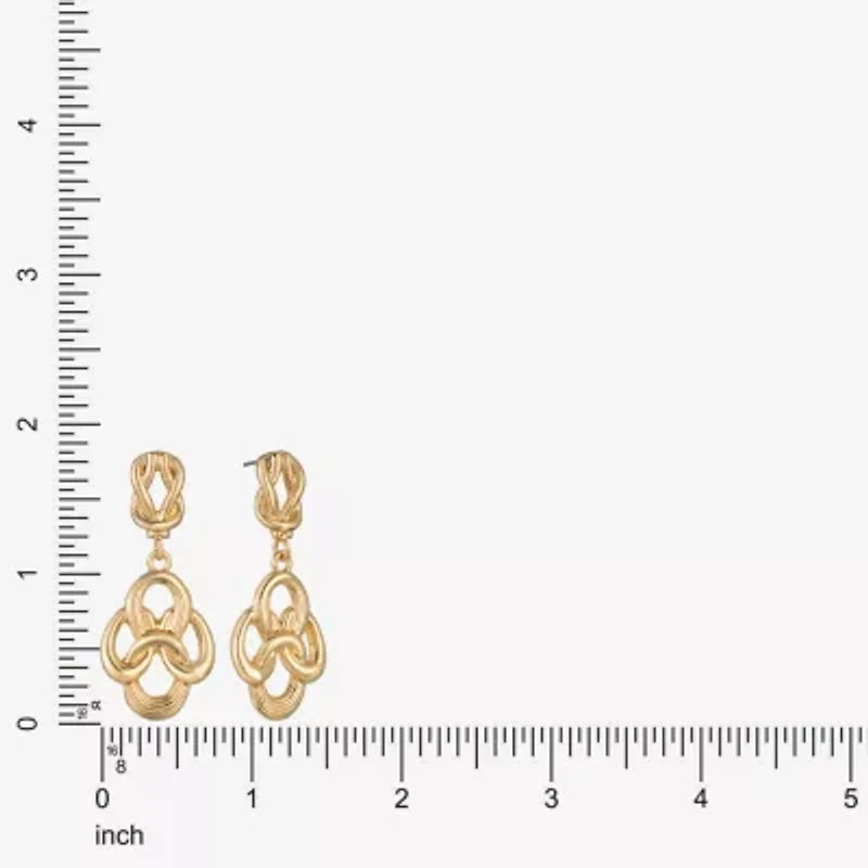 Monet Jewelry Gold Tone Womens Knot Hypoallergenic Drop Earrings