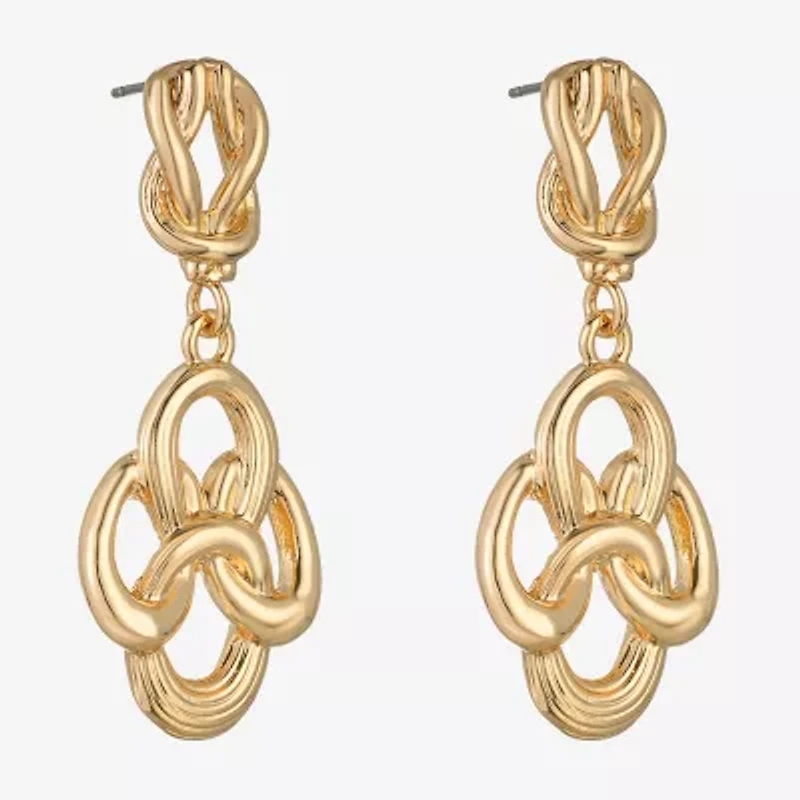 Monet Jewelry Gold Tone Womens Knot Hypoallergenic Drop Earrings