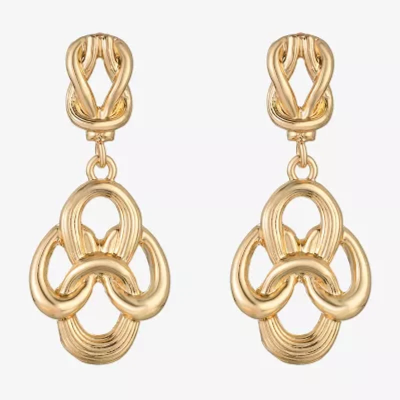 Monet Jewelry Gold Tone Womens Knot Hypoallergenic Drop Earrings