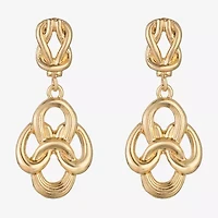 Monet Jewelry Gold Tone Womens Knot Hypoallergenic Drop Earrings