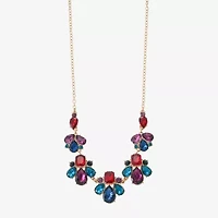 Monet Jewelry Gold Tone Frontal Womens Multi Color 17 Inch Collar Necklace