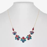 Monet Jewelry Gold Tone Frontal Womens Multi Color 17 Inch Collar Necklace