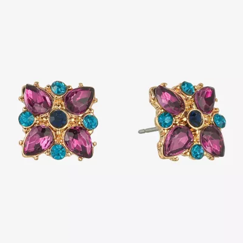 Monet Jewelry Gold Tone Multi Color Glass 12.2mm Stud Earrings