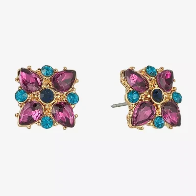Monet Jewelry Gold Tone Multi Color Glass 12.2mm Stud Earrings