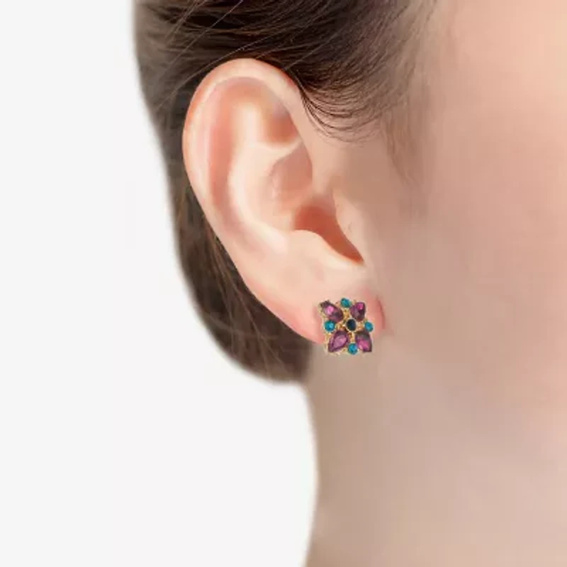 Monet Jewelry Gold Tone Multi Color Glass 12.2mm Stud Earrings
