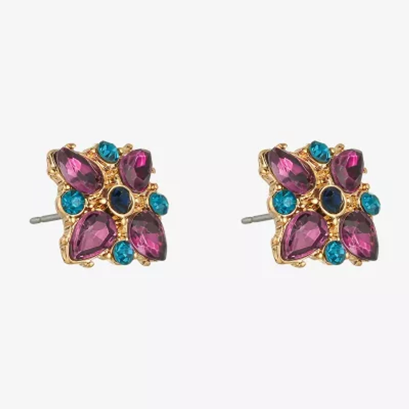 Monet Jewelry Gold Tone Multi Color Glass 12.2mm Stud Earrings