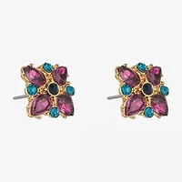 Monet Jewelry Gold Tone Multi Color Glass 12.2mm Stud Earrings