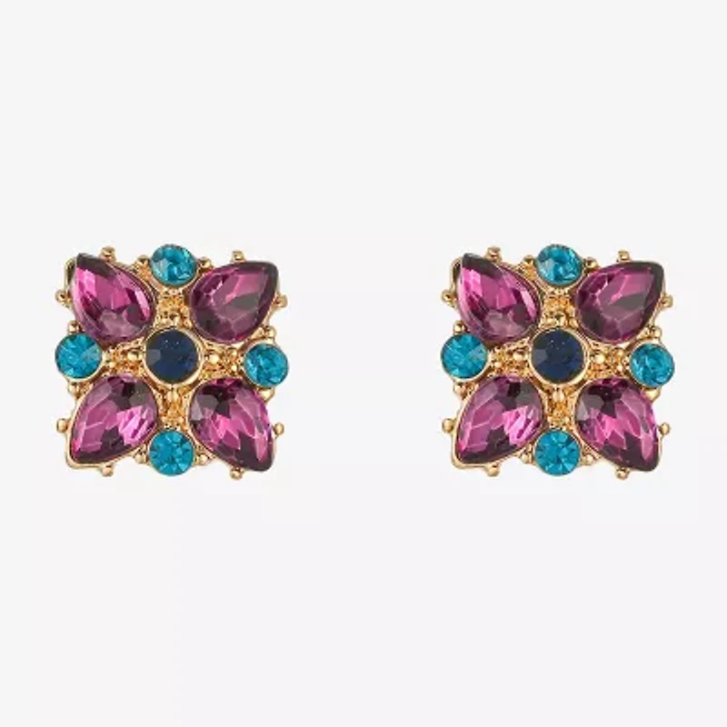 Monet Jewelry Gold Tone Multi Color Glass 12.2mm Stud Earrings
