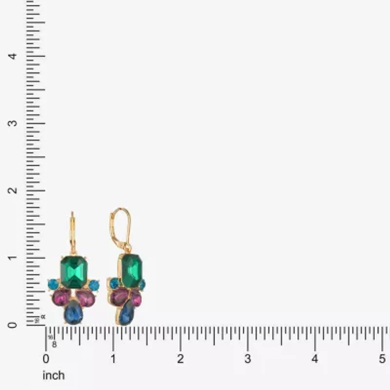 Monet Jewelry Gold Tone Cluster Womens Multi Color Glass Drop Earrings