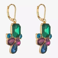 Monet Jewelry Gold Tone Cluster Womens Multi Color Glass Drop Earrings