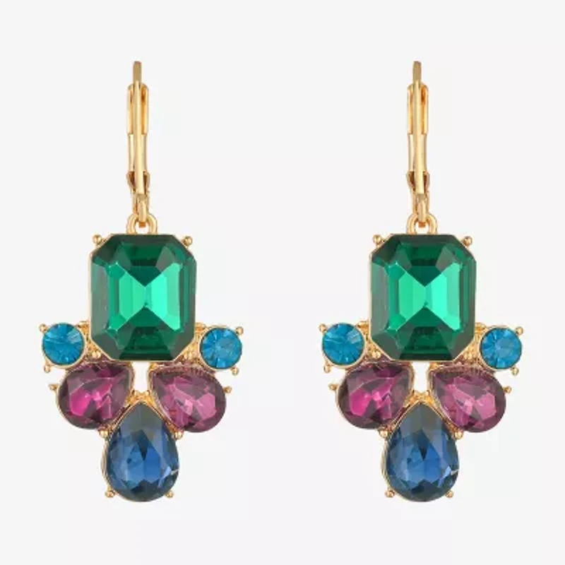 Monet Jewelry Gold Tone Cluster Womens Multi Color Glass Drop Earrings