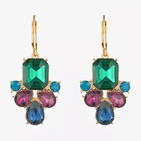 Monet Jewelry Gold Tone Cluster Womens Multi Color Glass Drop Earrings