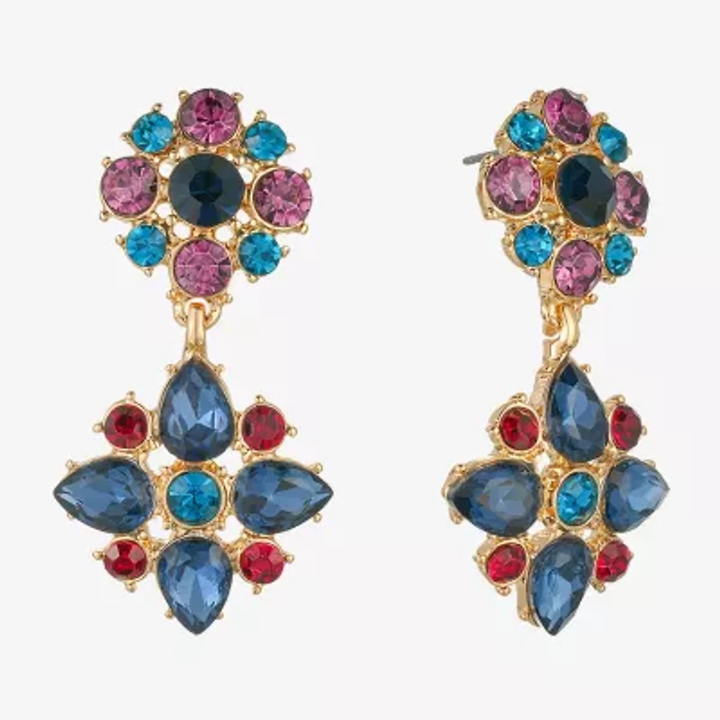 Monet Jewelry Gold Tone Womens Multi Color Glass Hypoallergenic Drop Earrings