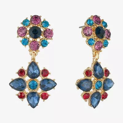 Monet Jewelry Gold Tone Womens Multi Color Glass Hypoallergenic Drop Earrings
