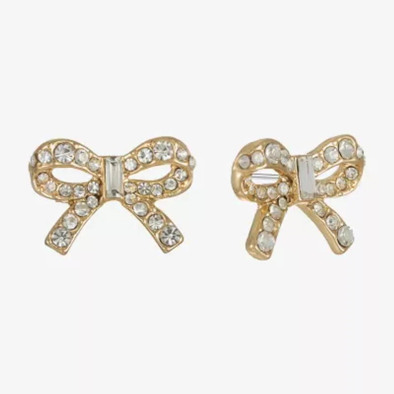 Monet Jewelry Gold Tone Glass 20mm Bow Stud Earrings